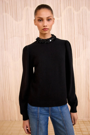 Kalani Embroidered Cashmere Long Sleeve Pullover-SWEATERS & CARDIGANS-Ulla Johnson-Debs Boutique